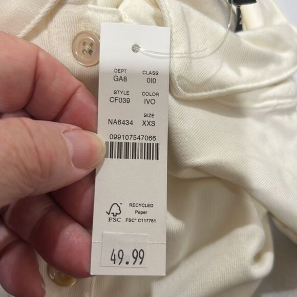 J. Crew Factory cf039 Refined Rib Long-sleeve Polo Shirt Ivory NWT size xxs - Picture 6 of 11